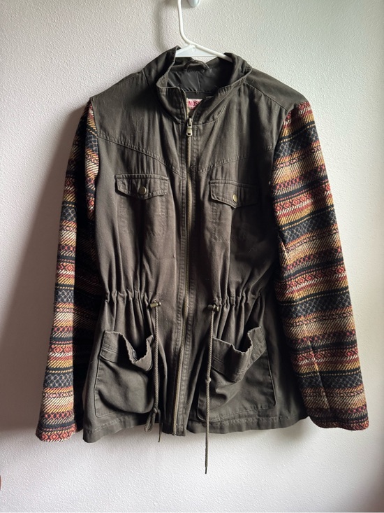 Mossimo Supply Co. Jackets & Blazers - Mossimo Supply Co. Olive Green/Brown Jacket with striped sleeves